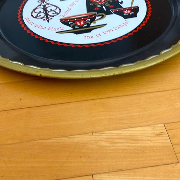 Vintage Mid Century Modern Large Round 19” Across Metal Tray - Picture 4 of 9